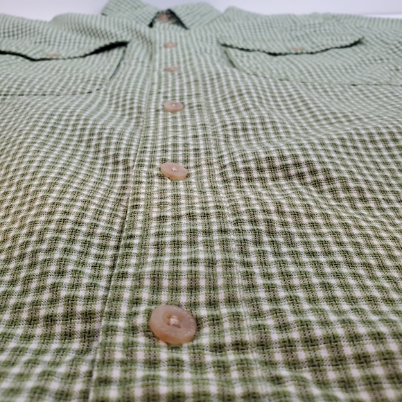 Vintage Flyshacker Green Checkered Outdoor Fishing Shirt Button Up Size L Mens - Picture 9 of 11